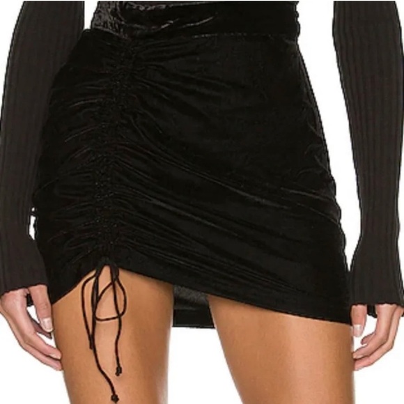 Free People Black Velvet Vivienne Mini Skirt - Picture 2 of 11